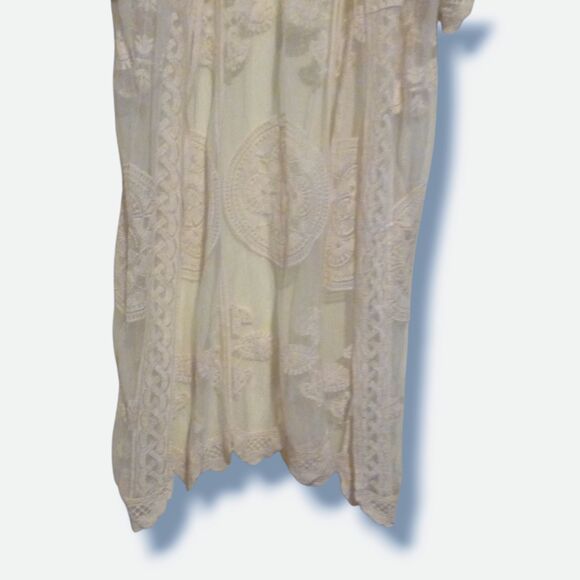 Rebellion Again Lace Kimono-Medium-Duster-Sheer-3/4 Sleeve-Boho-Swim Cover - Picture 3 of 9